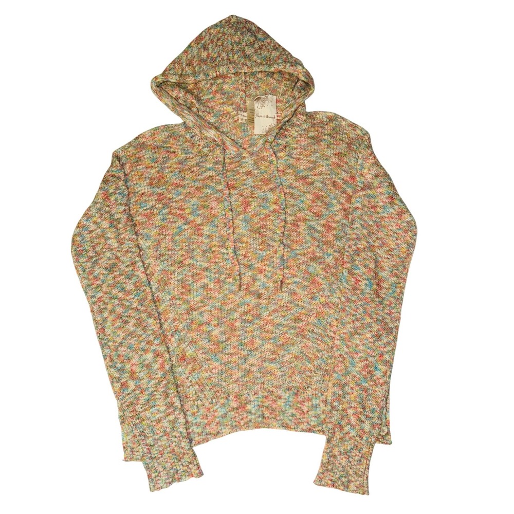 Hem &‎ Thread Piper Multicolor Speckled Knit Hoodie Pullover Sweater Size L NEW
